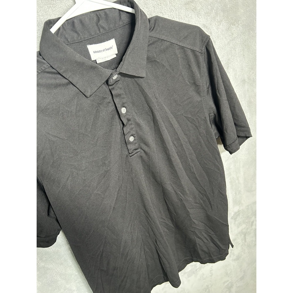 Ministry of Supply Mens Black Performance Short Sleeve Polo Shirt XL